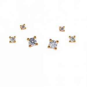 NEW GIRLS CREW girl's classic radiance "stud trio" earring set in gold